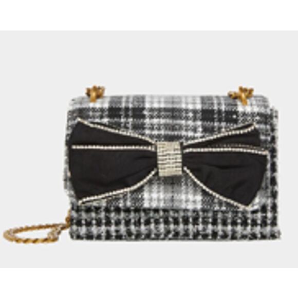 NWT Betsey Johnson EVERYTHING PLAID CONVERTIBLE BAG GOLD - Picture 1 of 3